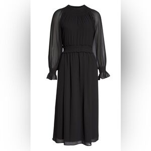 Chelsea28 Smocked Neck Long Sleeve Chiffon Dress